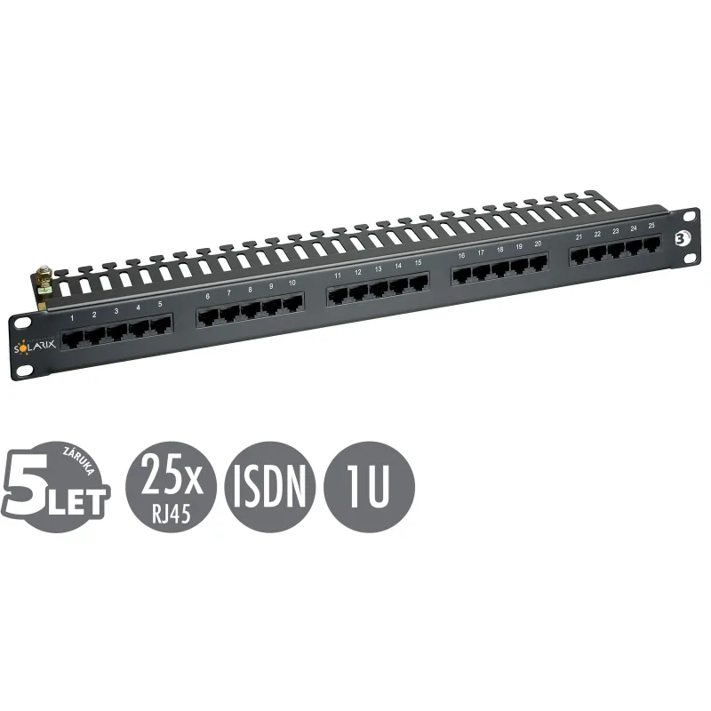 19" ISDN panel Solarix 25 x RJ45 čierny 1U SX25-ISDN-BK 24024725