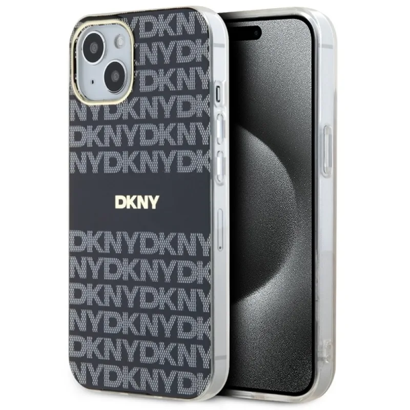 Puzdro DKNY IML Mono & Stripe MagSafe pre iPhone 15/14/13 – čierne