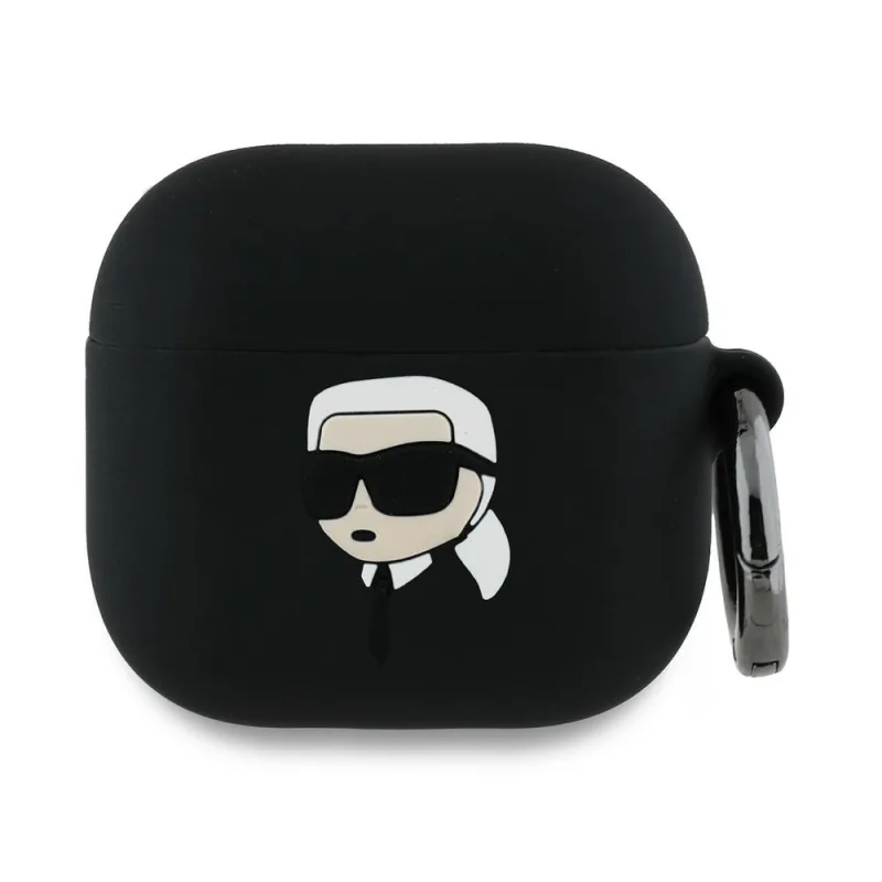 Karl Lagerfeld silikónové puzdro Karl Head 3D pre AirPods 4 - čierne
