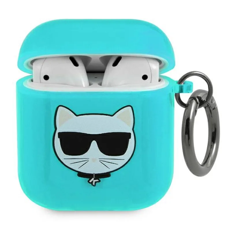 Puzdro Karl Lagerfeld Choupette pre AirPods 1/2 - modré