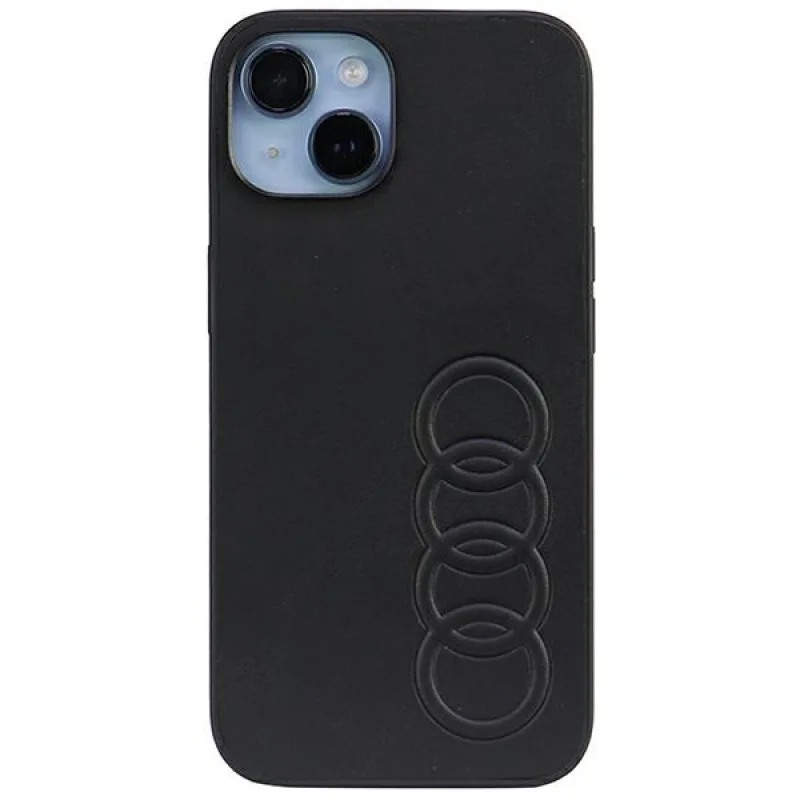 Audi Synthetic Leather iPhone 14 6,1" čierno/čierne pevné puzdro AU-TPUPPCIP14-TT/D1-BK