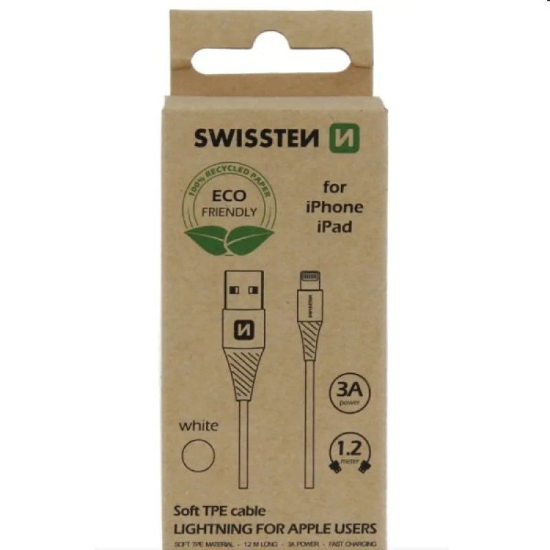 Swissten Data Cable Textile USB / Lightning 1.2 m, white