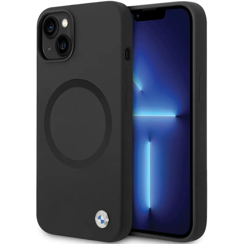 BMW BMHMP14SSILBK2 puzdro pre iPhone 14 - čierne Signature Liquid Silicone MagSafe