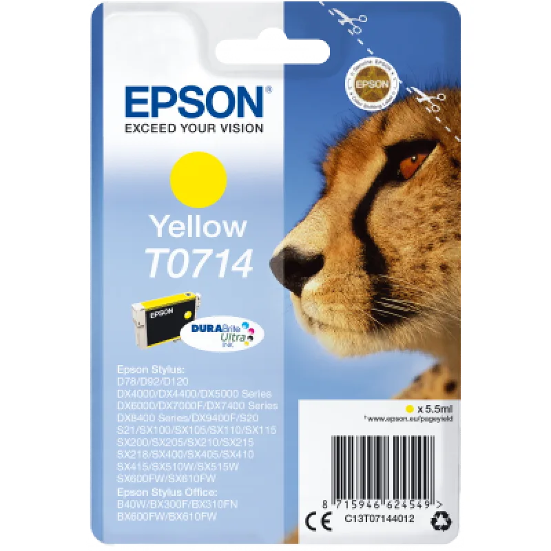 Epson Singlepack Yellow T0714 DURABrite Ultra Ink C13T07144012