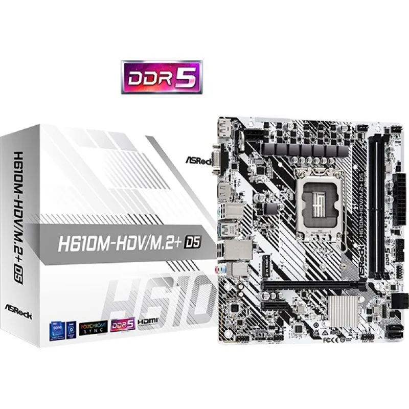 ASRock MB Sc LGA1700 H610M-HDV/M.2+ D5, Intel H610, 2xDDR5, 1xDP, 1xHDMI,…
