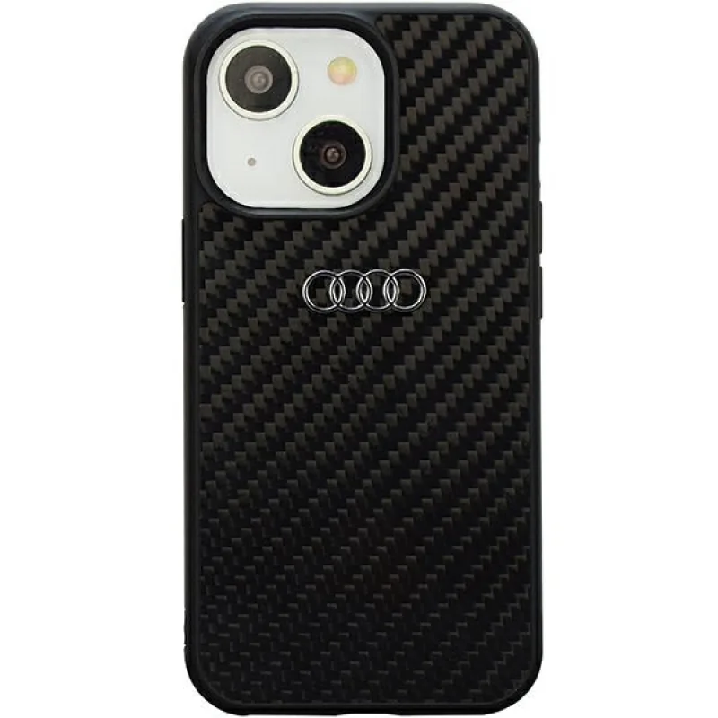 Audi Carbon Fiber iPhone 14 6,1" čierno/čierne pevné puzdro AU-TPUPPCIP14-R8/D2-BK