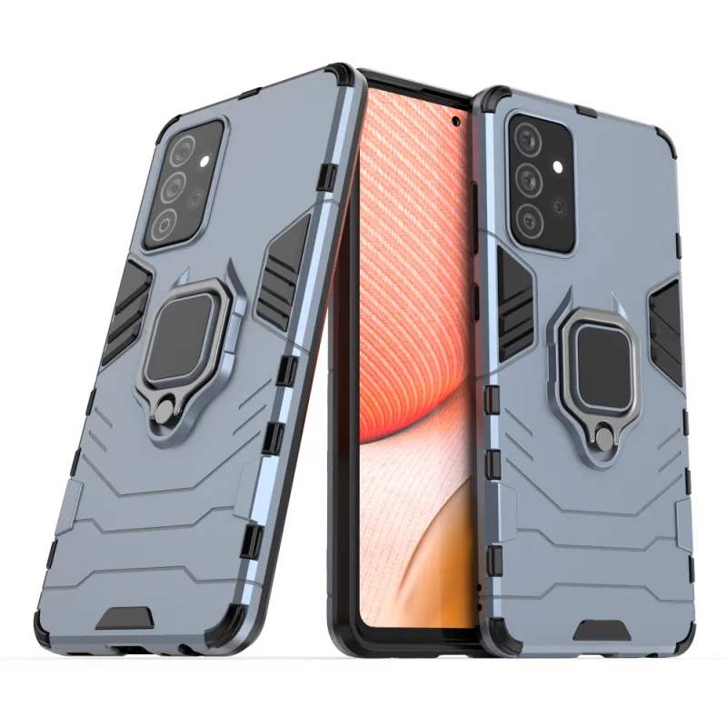 Ring Armor Case Kickstand Tough Rugged Cover pre Samsung Galaxy A72 4G modrý