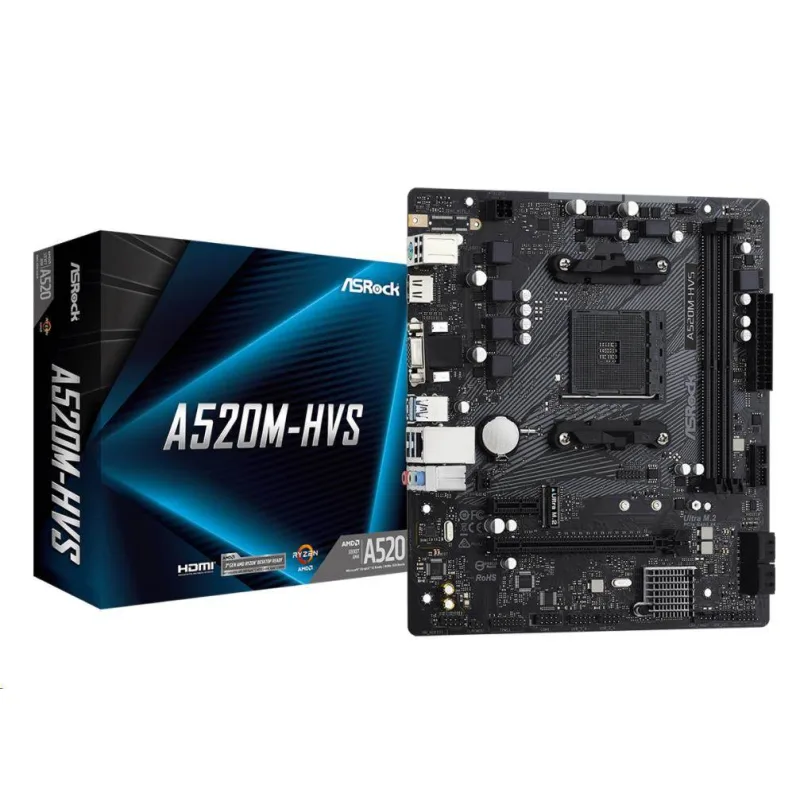 ASRock MB Sc AM4 A520M-HVS, AMD A520M, 2xDDR4, HDMI A520M-HVS