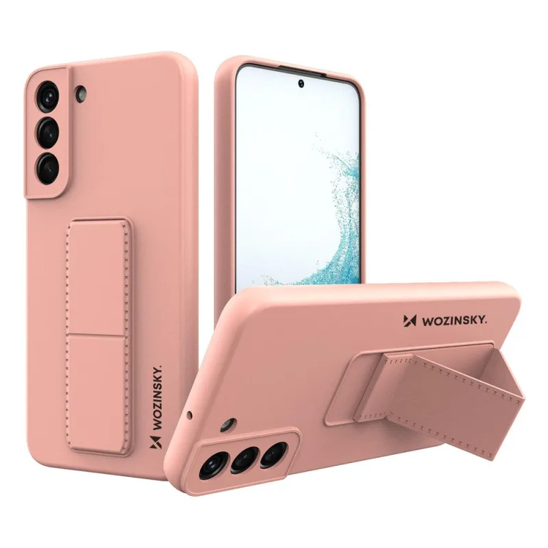Wozinsky Kickstand Case silikónové puzdro so stojanom pre Samsung Galaxy S22+ ružové
