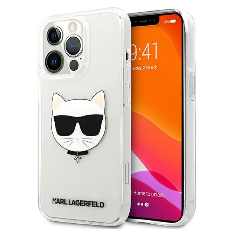 Kryt na hlavu Karl Lagerfeld Choupette pre iPhone 13 Pro Max – priehľadný