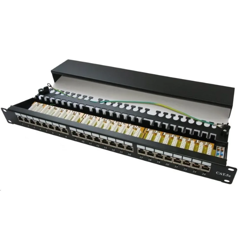 19" Patch panel XtendLan 24port, STP, Cat5E, krone, černý - LED…
