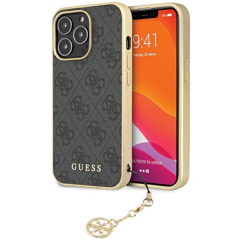 Puzdro Guess 4G Charms Collection pre iPhone 14 Pro Max - šedé