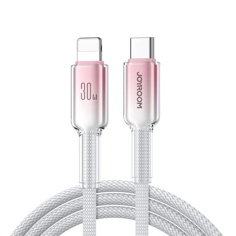 Joyroom S-A42 Crystal-Clear Series 30 W USB-C - Lightning kábel 1,2 m - biely