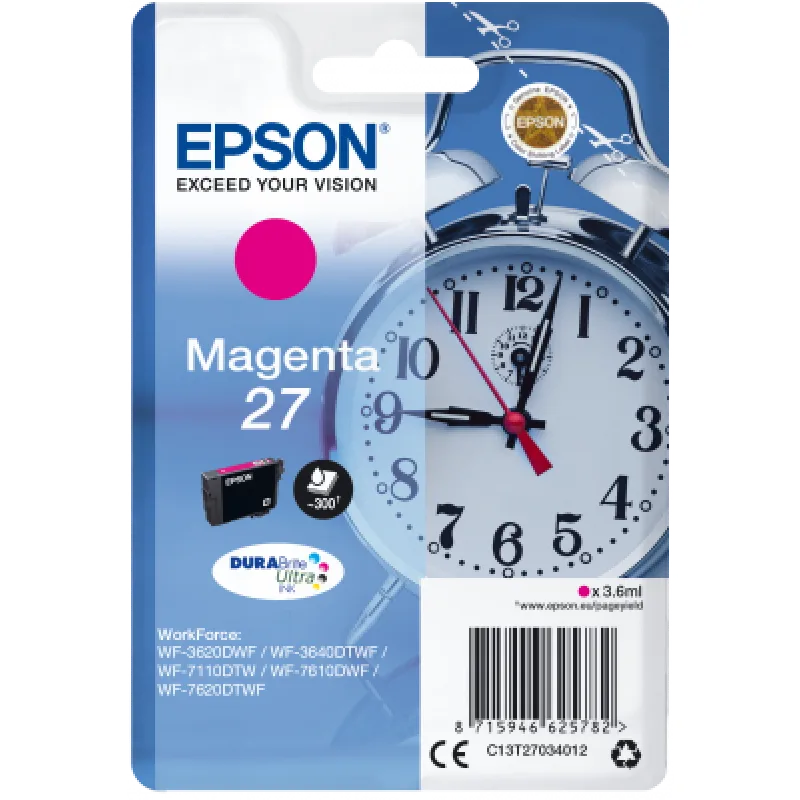 Epson Singlepack Magenta 27 DURABrite Ultra Ink C13T27034012