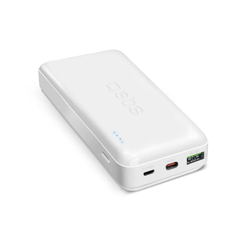 Powerbanka SBS TTBB20000PD20W 20000 mAh 20W napájanie s MicroUSB, USB-C, USB-A - biela