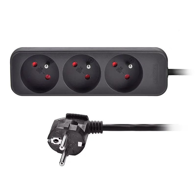 Solight prodlužovací přívod, 3 zásuvky, černý, 3m PP09