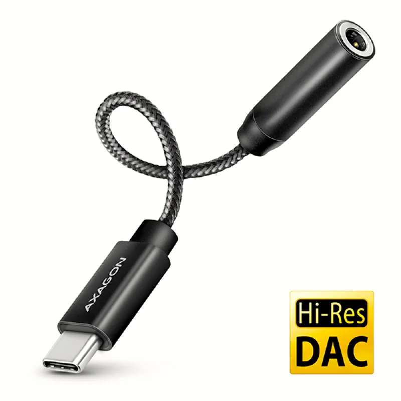 AXAGON ADA-HC, USB-C na 3.5mm jack - Hi-Res DAC audio adaptér, 384kHz/…