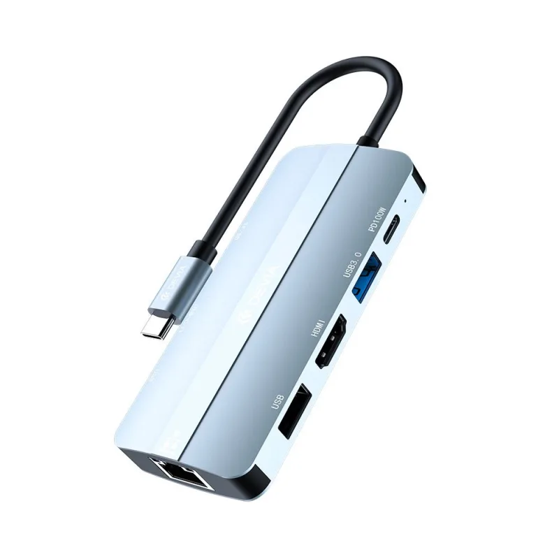 Devia USB-C Hub Leopard Series 9-in-1 EC704 - Deep Gray