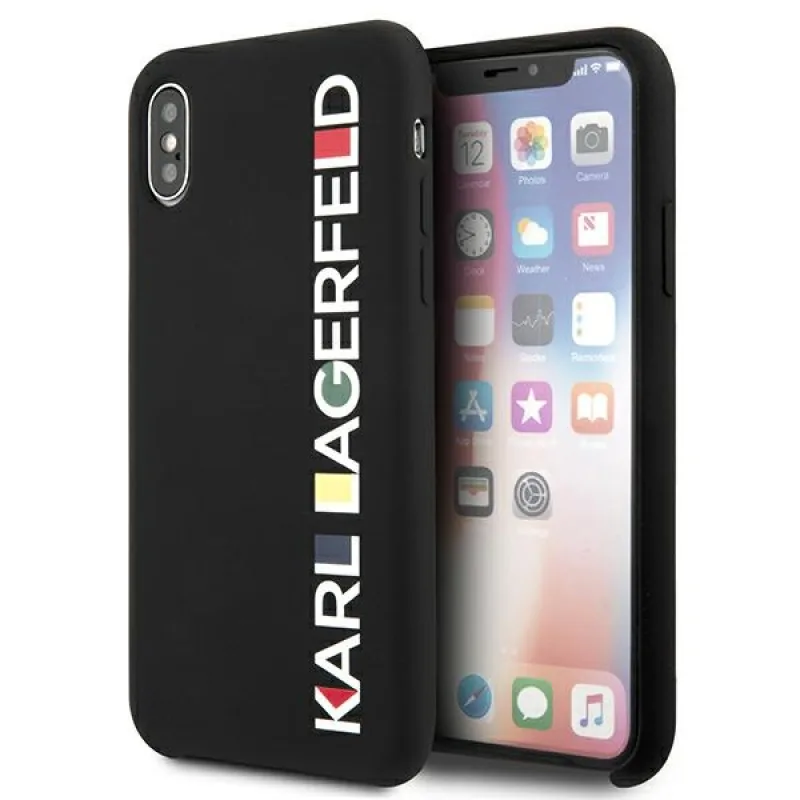 Lesklé puzdro Karl Lagerfeld Bauhaus na iPhone X/XS – čierne