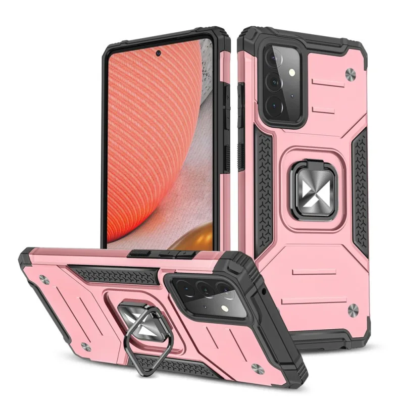 Wozinsky Ring Armor Case Kickstand Pevný odolný kryt pre Samsung Galaxy A72 4G ružový