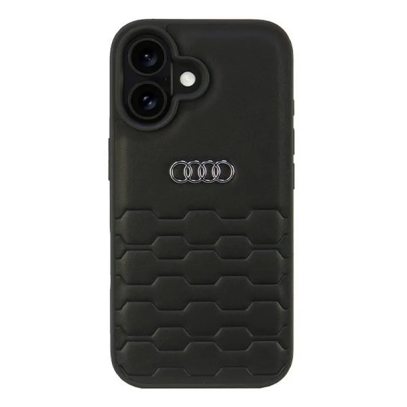 Audi Synthetic Leather iPhone 16 6,1" čierno/čierne pevné puzdro AU-TPUPCIP16-GT/D2-BK