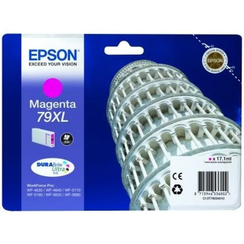 Atramentová kazeta EPSON série WF-5xxx "Pisa" 79 XL purpurová (17, 1 ml)…