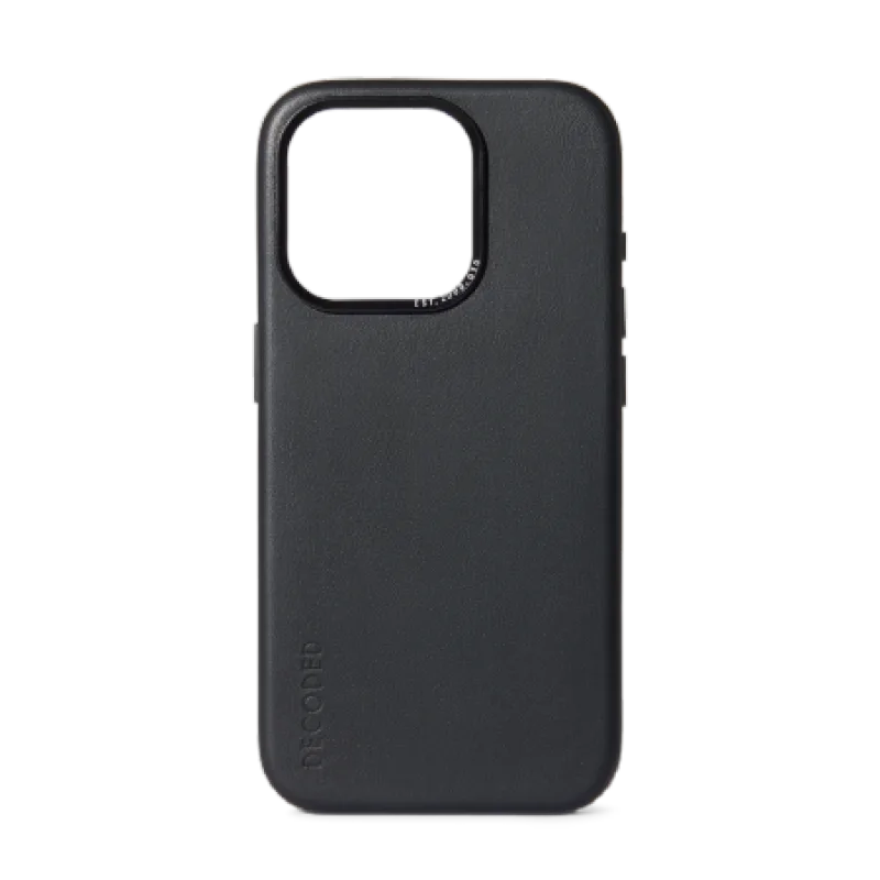 Dekódované kožené puzdro s MagSafe pre iPhone 15 Pro Max - čierne