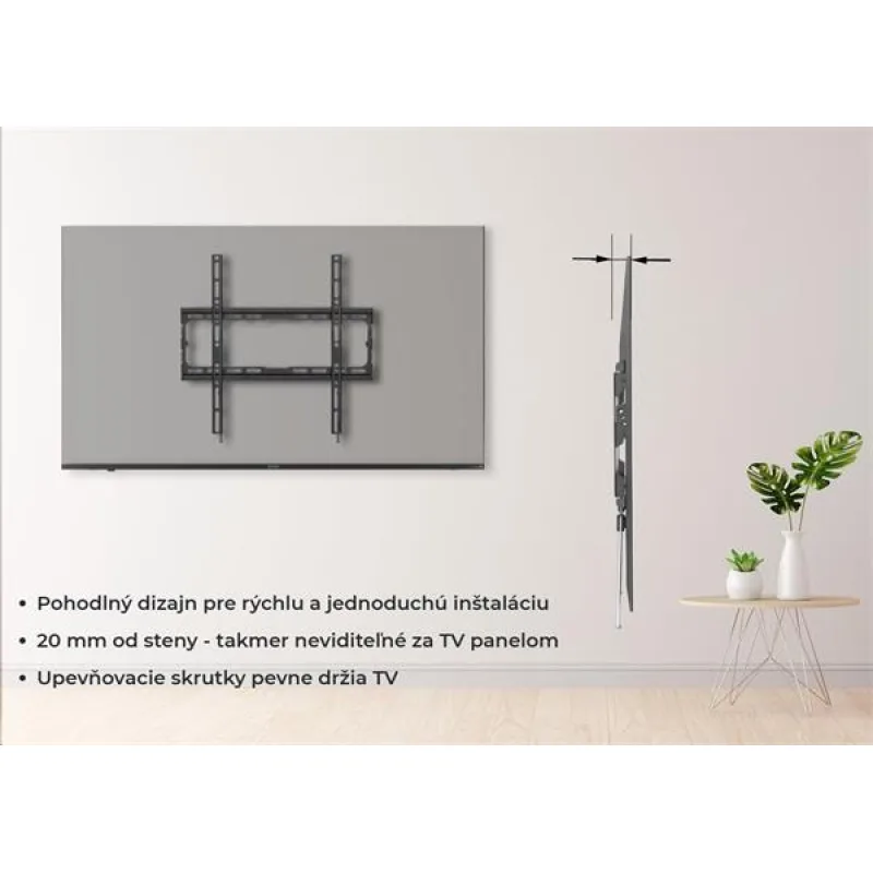 KIVI TV fixný nástenný držiak, VESA max 200x200 , 23" - 43", max 45 kg,…