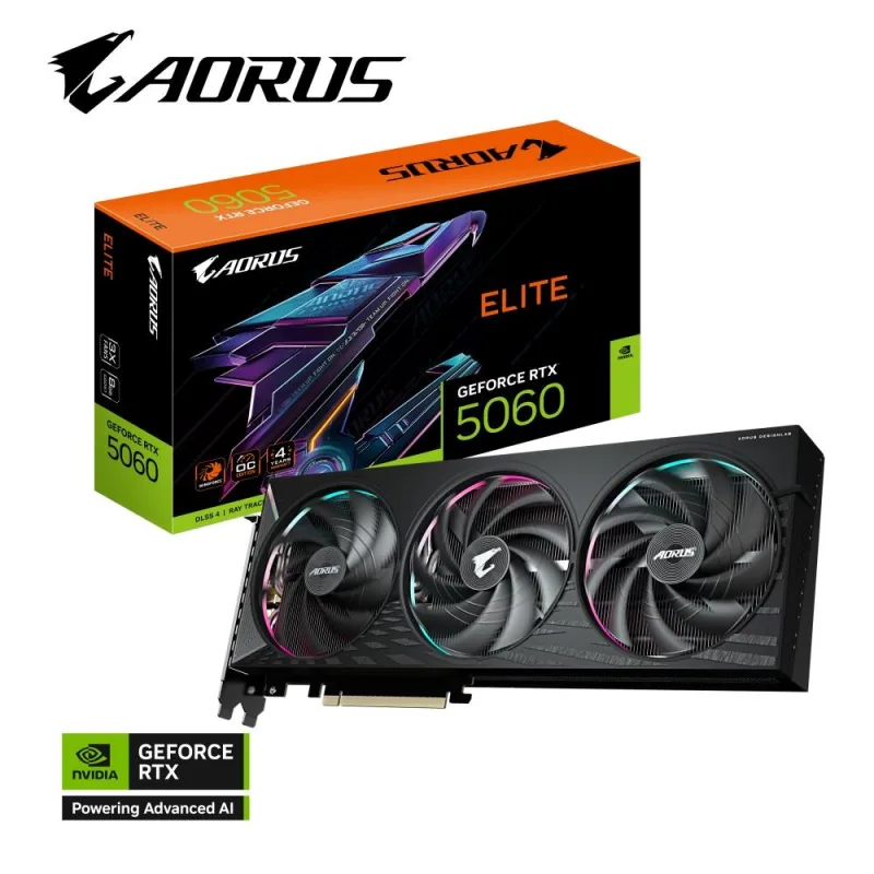 GIGABYTE VGA NVIDIA GeForce RTX 5060 AORUS ELITE 8G, 8G GDDR7, 3xDP, …