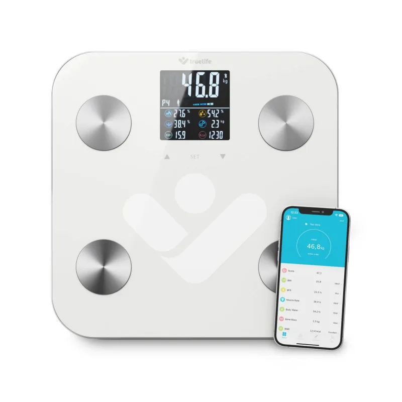 TrueLife FitScale W6 BT - Bioelektrická impedanční bluetooth váha - bílá…