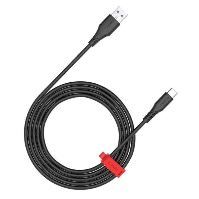 Canyon AC18SC, 1.2 m kábel, USB-A / USB-C, 18 W, čierny CNS-AC18SC12B