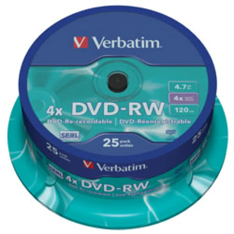 VERBATIM DVD-RW(25-pack)Spindle/ 4x/ 4.7GB 43639