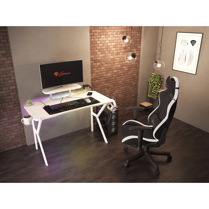Genesis herný stôl Holm 320, RGB podsvietenie, biely, 120x60cm, 3xUSB 3.0…