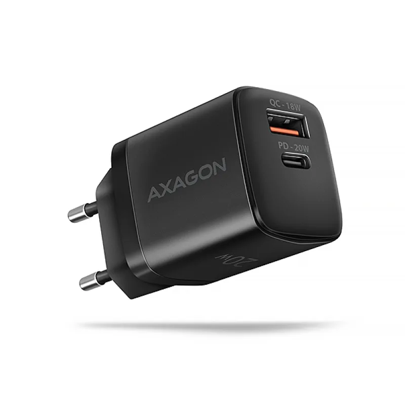 AXAGON ACU-PQ20 nabíjačka do siete 20W, 2x port (USB-A + USB-C), PD3.0/…