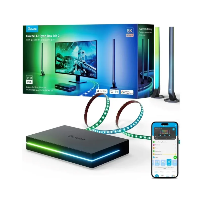 Govee AI Sync Box Kit 2 Smart sada PC osvětlení 27-34" + LED panely…