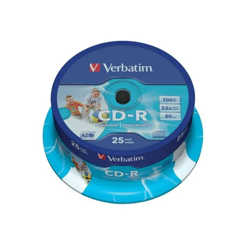 VERBATIM CD-R(25-balenie)Vreteno/tlačiteľné/52x/700MB/DLP (43439)