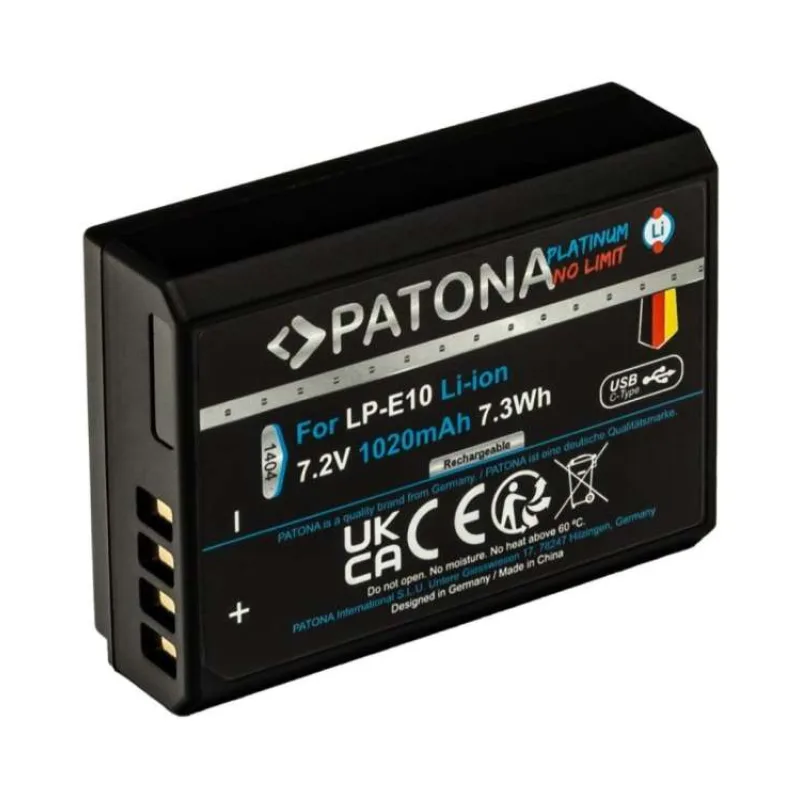 PATONA baterie pro foto Canon LP-E10 1020mAh Li-Ion Platinum USB-C nabíjení (PT1404)