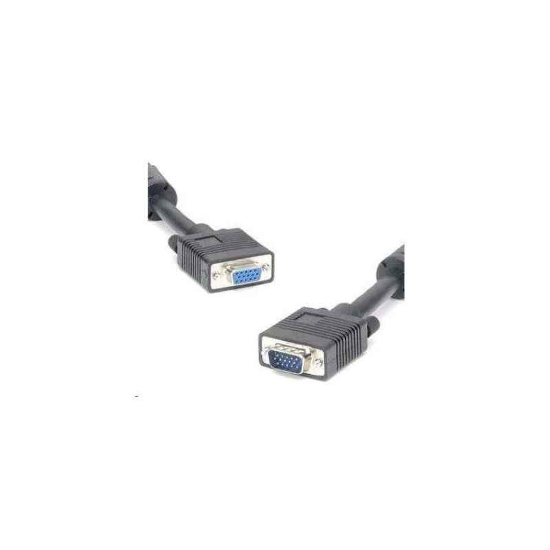 Predlžovací kábel PREMIUMCORD VGA 3 m (HD15M/F, dvojité tienenie, feritové jadrá), čierny (kpvc03)