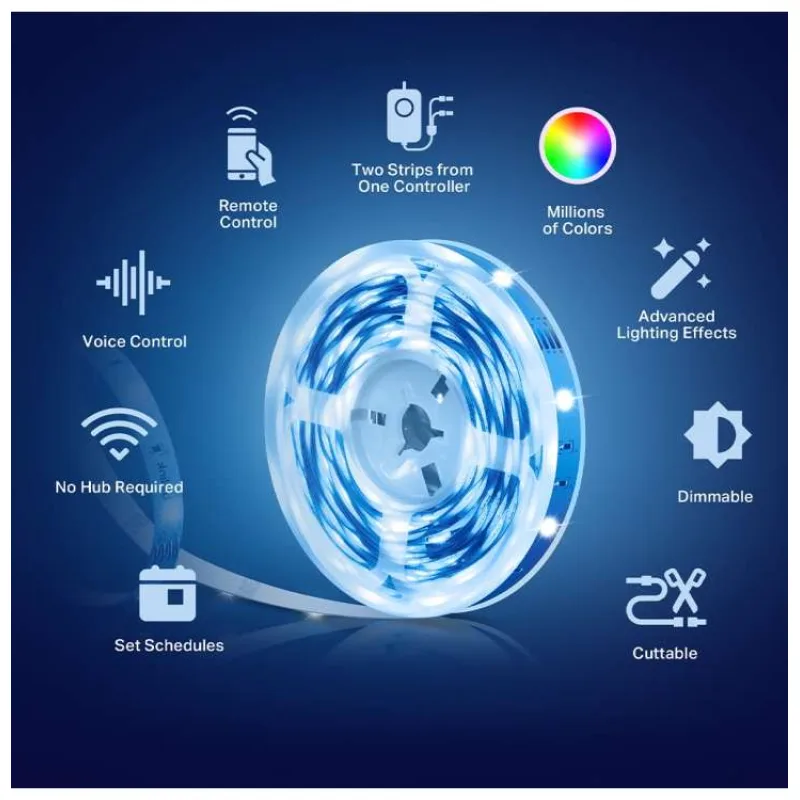 Smart Light Strip, Multicolor SPEC: 2.4 GHz Wi-Fi, 802.11b/g/n, two 16.4 ft/5m RGB LED light strips, 12V/1.5A power adap (Tapo L900-10)