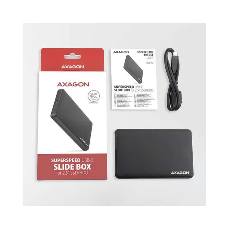 AXAGON externí box na 2,5" disk / EE25-SLC / USB-C / 3.2 Gen1 / SATA 6G / 0,5m / černý (EE25-SLC)