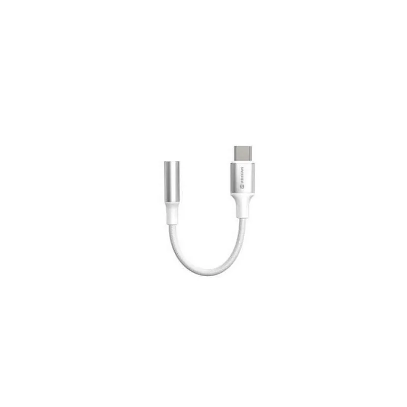 SWISSTEN AUDIO ADAPTÉR TEXTILE USB-C (samec) / 3,5mm AUX 0,15 M BÍLÝ (nahrazuje 73501302) (73502312)