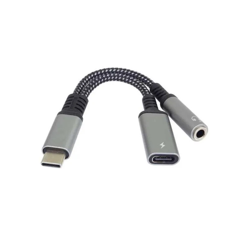 PremiumCord Redukce USB-C /3,5mm jack s DAC chipem + USB-C pro nabíjení 13cm (ku31zvuk04)