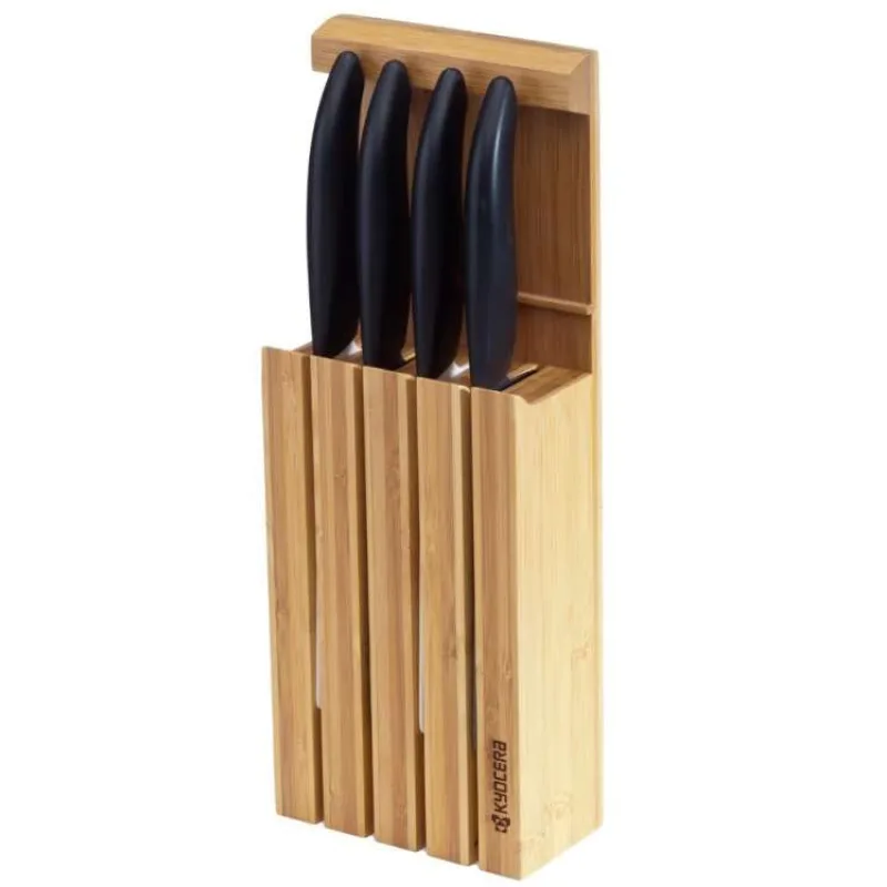 KYOCERA stojan na 4 keramické nože- vyrobeno z bambusu (pro max. délku čepele 20 cm) (Bamboo knife Block)