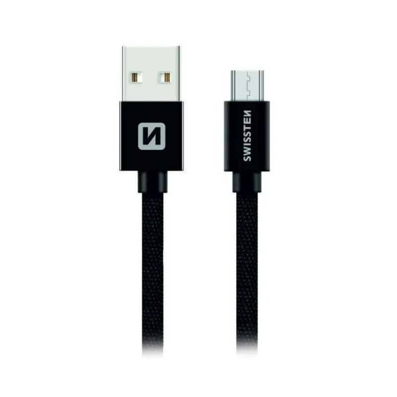 Swissten Datový Kabel Textile Usb / Micro Usb 2,0 M Černý (71522301)