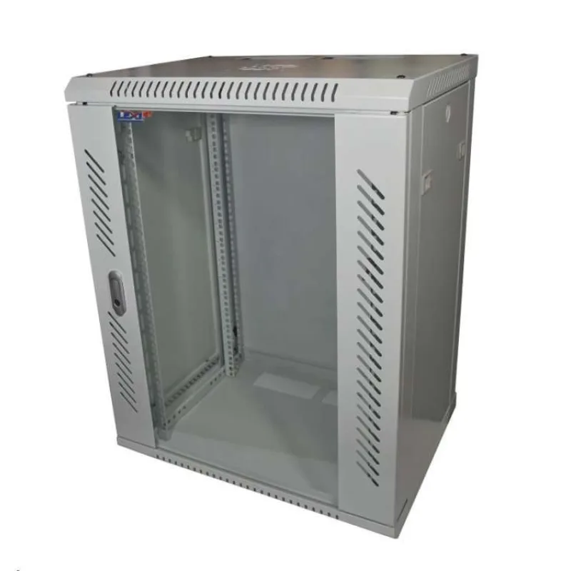 LEXI-Net 19" nástěnný rozvaděč 15U 600x600, nosnost 60 kg, skleněné dveře, svařovaný, šedý (LN15U-60/60-SV)