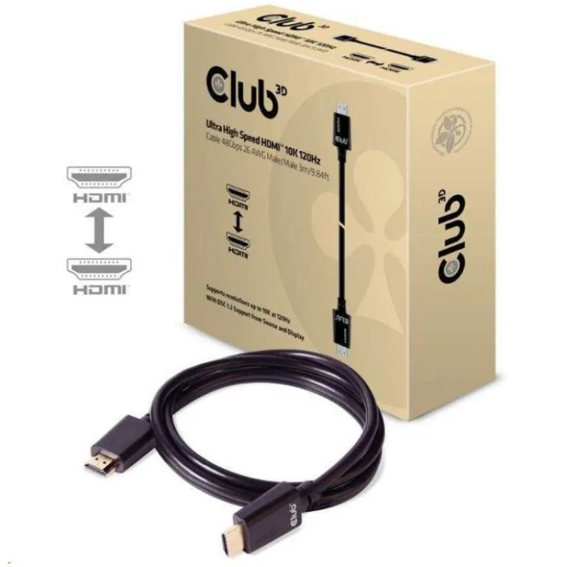 Club3D Kabel Ultra Rychlý HDMI™ Certifikovaný, 4K 120Hz, 8K60Hz, 48Gbps M/M, 3m, 28 AWG (CAC-1373)