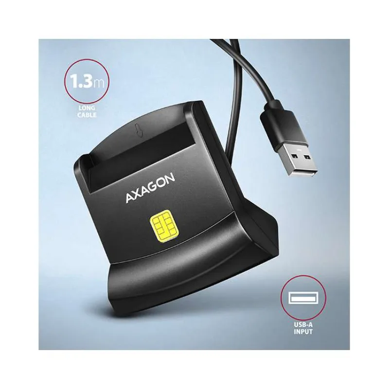 AXAGON čtečka kontaktních smart karet (eObčanka) / CRE-SM4N / USB 2.0 / 1,3m (CRE-SM4N)