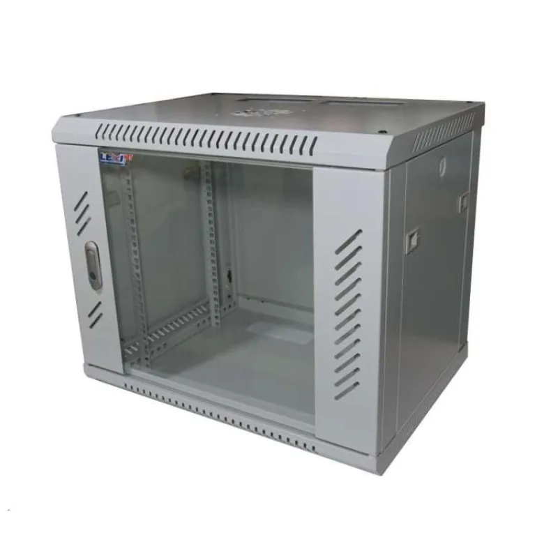 LEXI-Net 19" nástěnný rozvaděč 9U 600x450, nosnost 60 kg, skleněné dveře, rozložený, šedý (LN9U-60/45)
