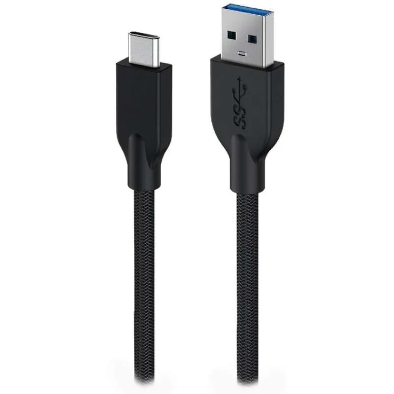 Genius ACC-A2CC-3A, Kabel, USB A / USB-C, USB 3.0, 3A, QC 3.0, opletený, 1,5m, černý (32590007401)
