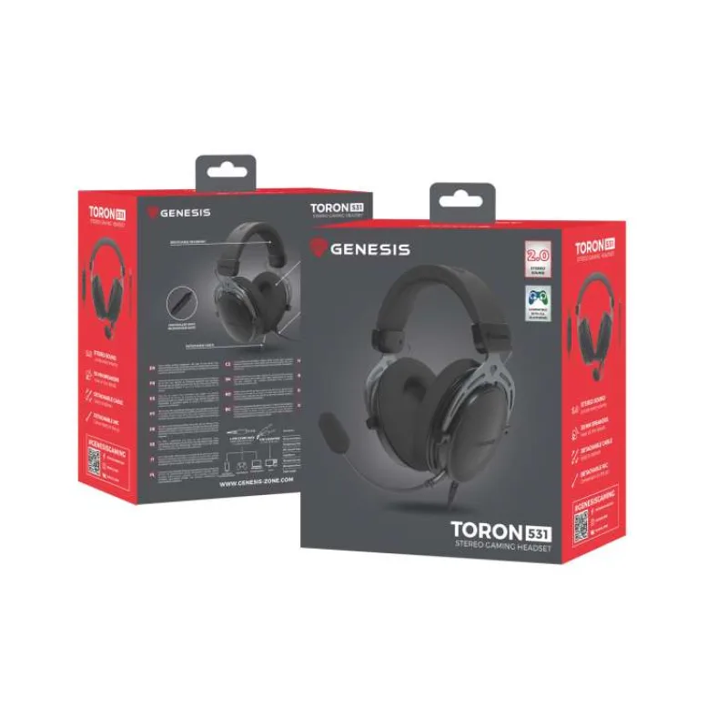 Herné slúchadlá s mikrofónom Genesis TORON 531/Stereo/Jack/Drôt/Stand/Čierna (NSG-2117)